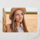 Moderne 2 Foto Paars White & Gold Foil Afstudeerde Folie Uitnodiging (Achterkant)