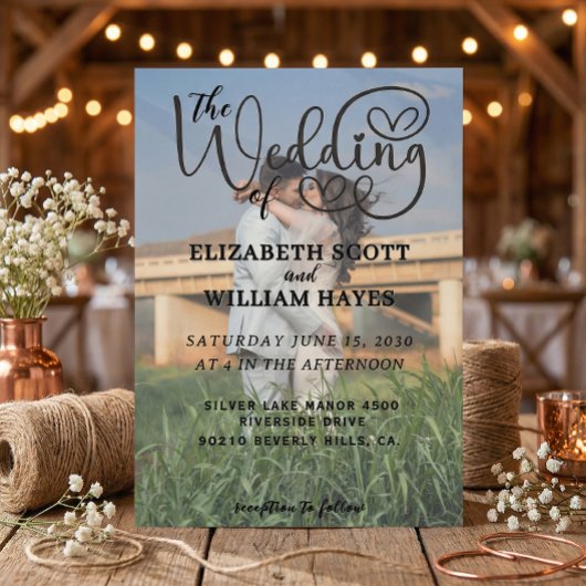 Moderne 2 Foto QR Code Romantische Script Trouw Ui Kaart