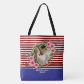 Moderne 2 foto | Rood & Blauw Happy Valentijnse Gi Tote Bag (Voorkant)