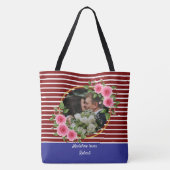 Moderne 2 foto | Rood & Blauw Happy Valentijnse Gi Tote Bag (Achterkant)