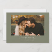 Moderne 2-Foto Sage Groene Trouw Save The Date (Achterkant)