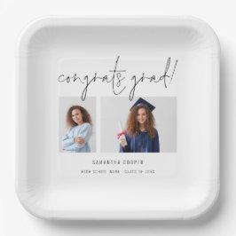 Moderne 2 Foto Script Congrats Afstudeerfeest Papieren Bordje