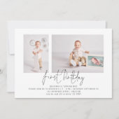 Moderne 2 Foto script eerste verjaardag Kaart (Voorkant)