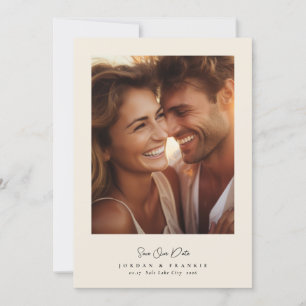 Moderne 2 foto script kalligrafie bruiloft save the date