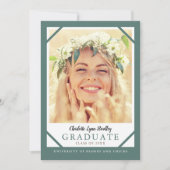 Moderne 2 Foto Turquoise Blauwe Afstudeer Uitnodig Kaart (Voorkant)