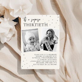 Moderne 2 foto Verrassing 30e verjaardag uitnodigi Kaart