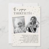 Moderne 2 foto Verrassing 30e verjaardag uitnodigi Kaart (Voorkant)
