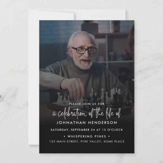 Moderne 2-foto Viering van het Leven Uitnodiging (Voorkant)