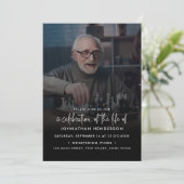 Moderne 2-foto Viering van het Leven Uitnodiging (Staand voorkant)