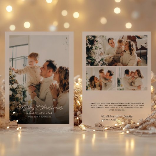 Moderne 2-foto Vrolijk Kerstfeest Feestdagenkaart