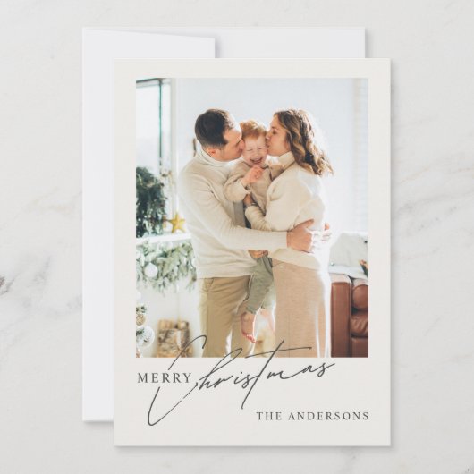Moderne 2-foto Vrolijk Kerstfeest Feestdagenkaart (Voorkant)