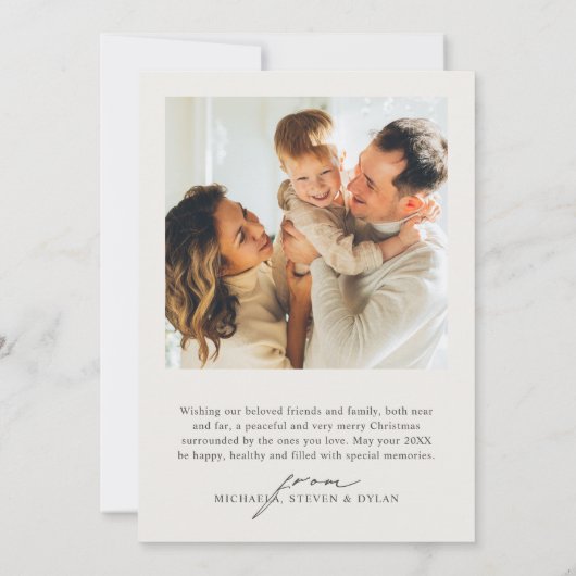 Moderne 2-foto Vrolijk Kerstfeest Feestdagenkaart (Achterkant)