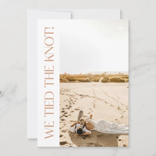 Moderne 2-Foto 'We Tied The Knot' Elopement Aankondiging (Voorkant)