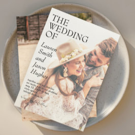 Moderne 2 Foto Zwart & Wit Boho Huwelijk Kaart