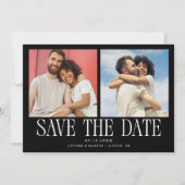 Moderne 2-Foto Zwarte Trouw Save The Date (Voorkant)