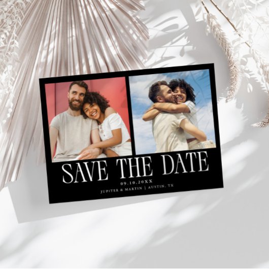 Moderne 2-Foto Zwarte Trouw Save The Date
