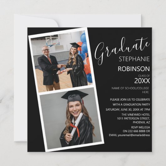Moderne 2 fotogreep | Afstudeerpartij Aankondiging (Voorkant)