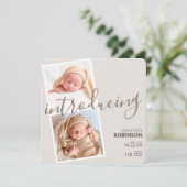 Moderne 2 fotogreep | Genderneutrale geboorte Aankondiging (Staand voorkant)