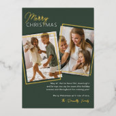 Moderne 2-fotoKerstmis Folie Feestdagenkaart (Voorkant)