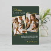 Moderne 2-fotoKerstmis Folie Feestdagenkaart (Staand Voorkant)