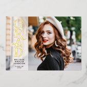 Moderne 2 foto's Afstuderen echte foil aankondigin Folie Uitnodiging (Voorkant)