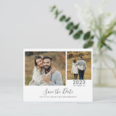Moderne 2 Foto's Collage Save the Date Aankondigingskaart (Staand voorkant)