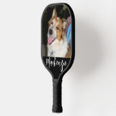 Moderne 2 Foto's - Collage Script Name Aangepaste Pickleball Paddle (Links)