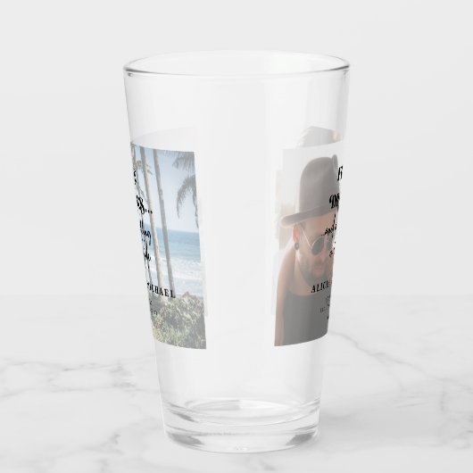 Moderne 2 foto's gratis drankjes bruiloft save the glas (Rechts)