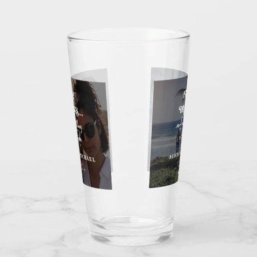 Moderne 2 foto's gratis drinken bruiloft opslaan v glas (Links)