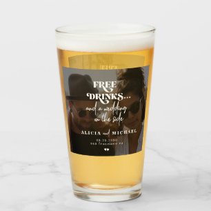 Moderne 2 foto's gratis drinken bruiloft opslaan v glas