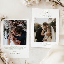 Moderne 2 Foto's Liefde & Dankbaarheid Script Brui Bedankkaart