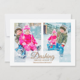 Moderne 2 foto's met sneeuwkerst kaart