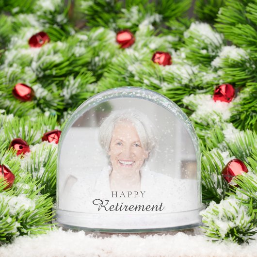 Moderne 2 foto's Naam Happy Retirement Gift Sneeuwbol (Kerstmis)