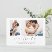 Moderne 2 foto's Script Wedding Save The Date (Staand voorkant)