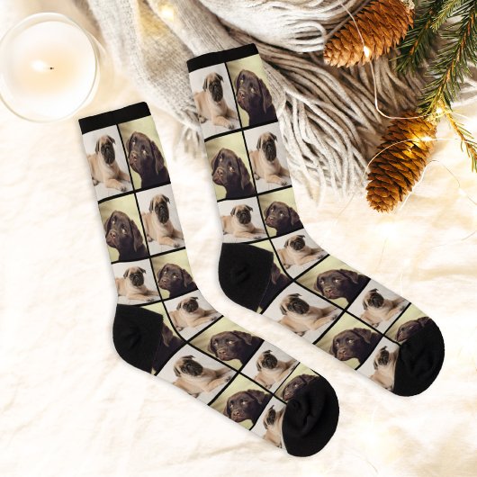 Moderne 2 honden foto collage grid sokken