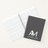 Moderne 2 Initiaal Monogram grijs Notitieboek (Binnen)