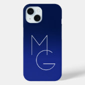 Moderne 2 Initialen | Deep Blue Ombre Case-Mate iPhone Case (Achterkant)
