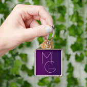 Moderne 2 Initialen | Diep Paarse Subtiele Ombre Sleutelhanger (Hand)