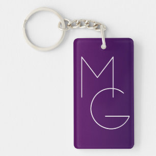Moderne 2 Initialen   Diep Paarse Subtiele Ombre Sleutelhanger