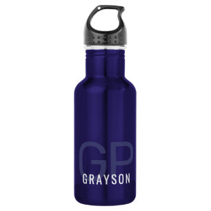 Moderne 2 Initialen en noem Small Blue Waterfles