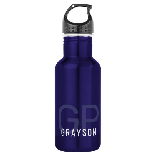 Moderne 2 Initialen en noem Small Blue Waterfles (Voorkant)