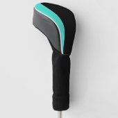 Moderne 2 kleuren | Turquoise Blauw en Zwart Golfheadcover (Schuin)