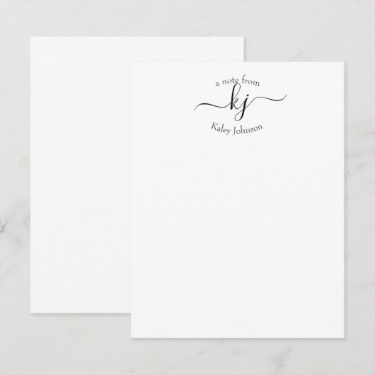 Moderne 2 Monogram Initialen Aangepaste notitiekaa Bedankkaart (Voorkant / Achterkant)