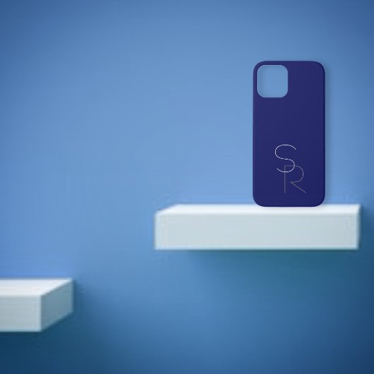 Moderne 2 overlappende initialen | Grijs op marine iPhone Hoesje