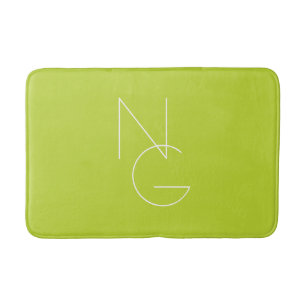 Moderne 2 overlappende Initialen Lime Green Badmat