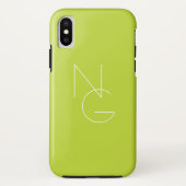 Moderne 2 overlappende Initialen | Lime Green Case-Mate iPhone Case (Achterkant)