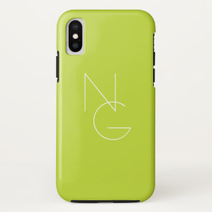 Moderne 2 overlappende Initialen   Lime Green Case-Mate iPhone Case