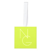 Moderne 2 overlappende Initialen | Lime Green Decoratie (Voorkant)