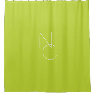 Moderne 2 overlappende Initialen   Lime Green Douchegordijn