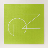 Moderne 2 overlappende Initialen | Lime Green Legpuzzel (Horizontaal)
